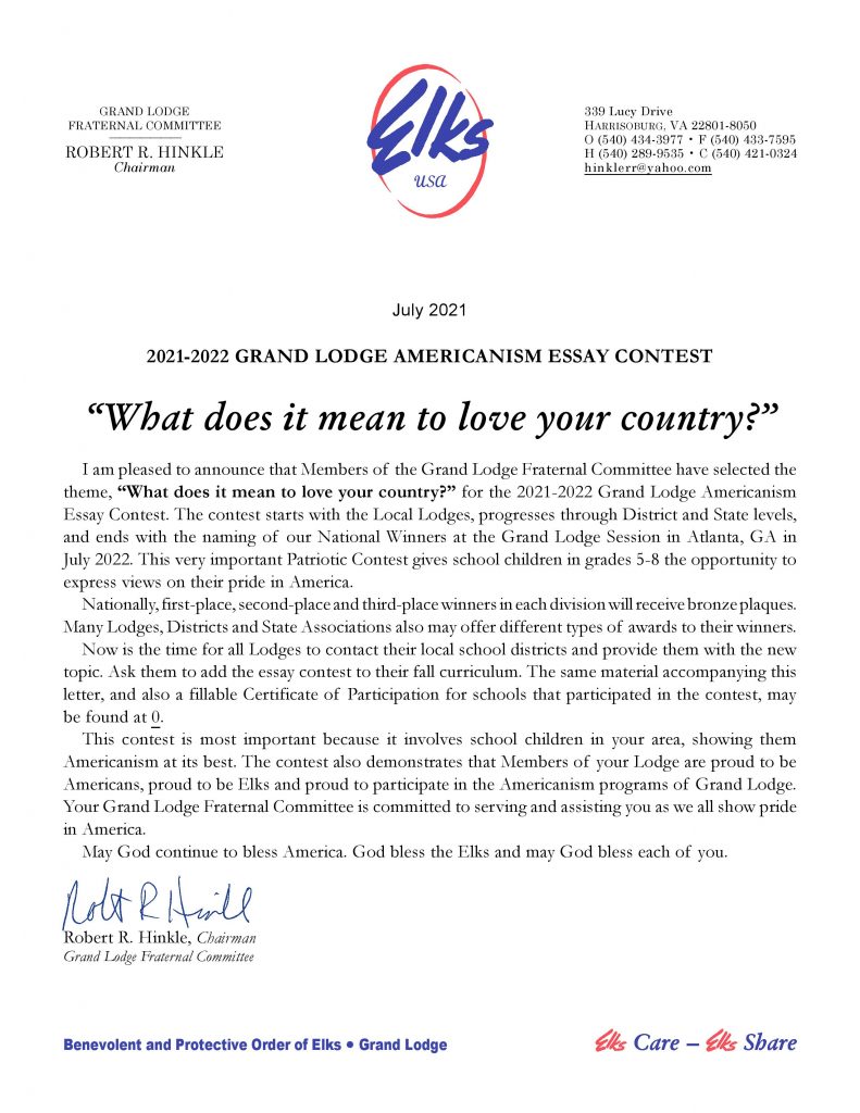 elks americanism essay contest 2021